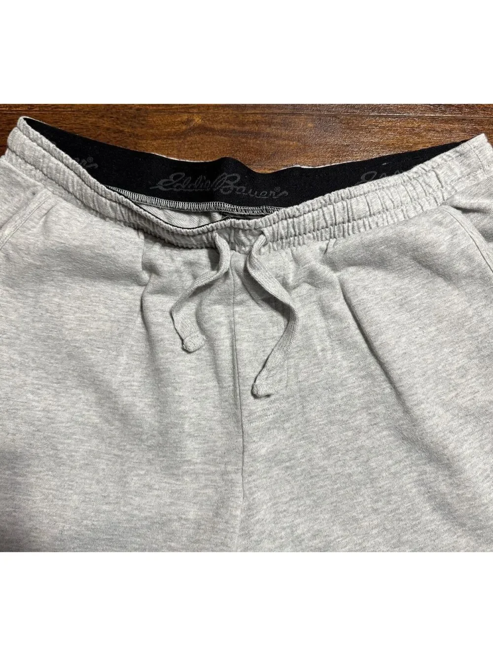 Eddie Bauer Mens Lounge Sweatpants L Heather Gray Cotton Blend Drawstring Soft